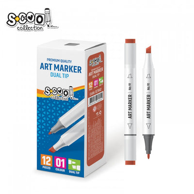 Marker cu 2 capete, 6mm/3mm, Maro deschis - S-COOL