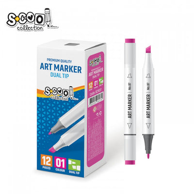 Marker cu 2 capete, 6mm/3mm, Roz - S-COOL