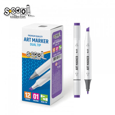 Marker cu 2 capete, 6mm/3mm, Violet - S-COOL