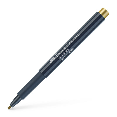 Marker metalizat auriu Faber-Castell 1.5 mm pentru hartie neagra sticla ceramica si metal