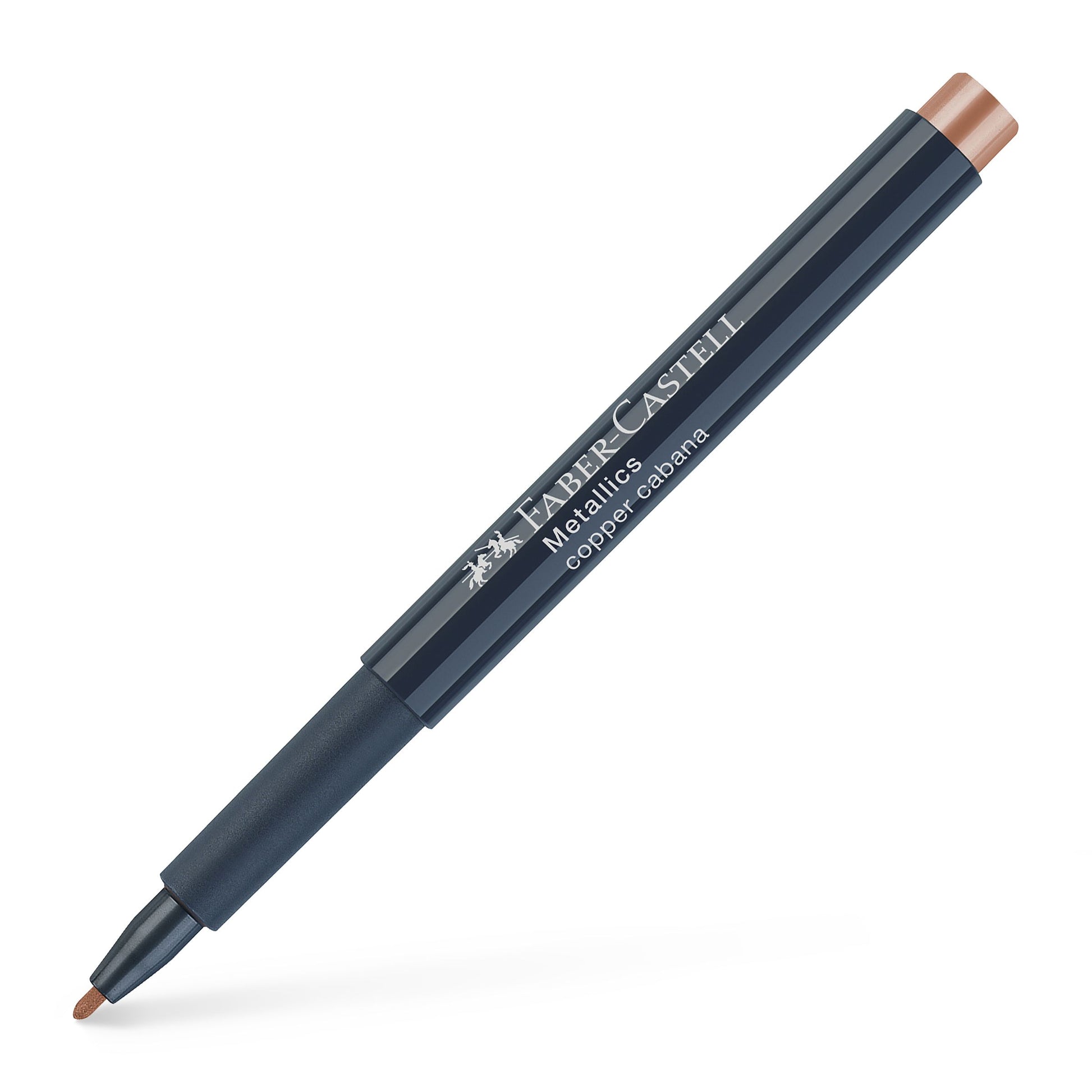 Marker metalizat cupru Faber-Castell 1.5 mm pentru hartie neagra sticla ceramica si metal