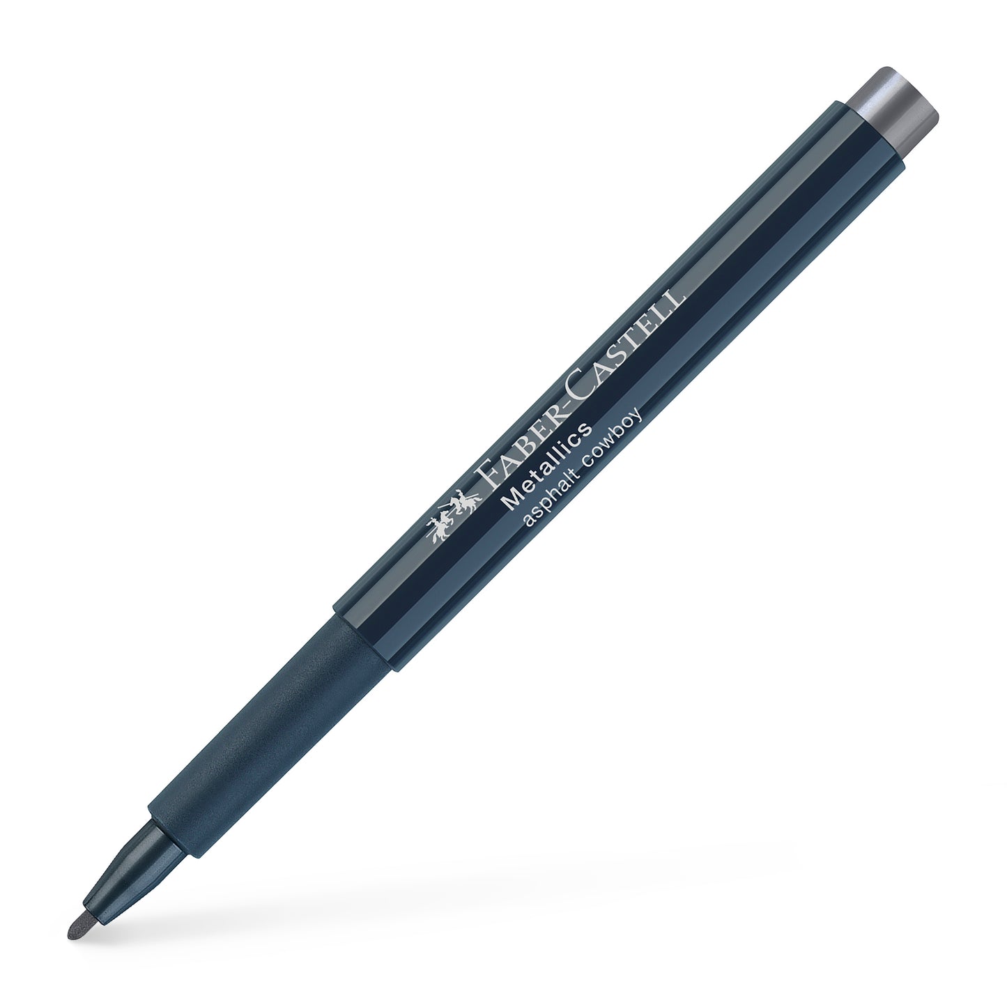 Marker metalizat gri asfalt Faber-Castell 1.5 mm pentru hartie neagra sticla si metal