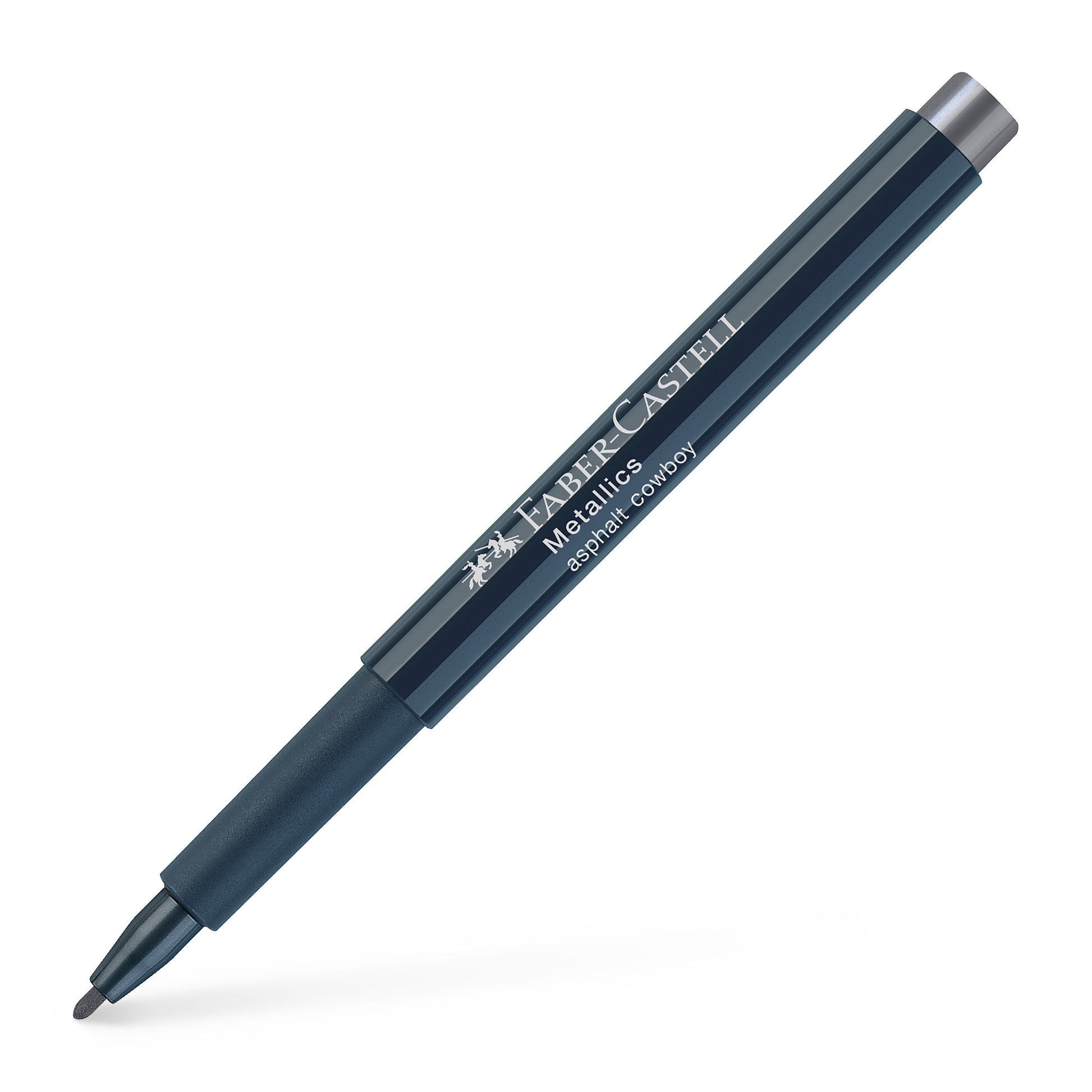 Marker metalizat gri asfalt Faber-Castell 1.5 mm pentru hartie neagra sticla si metal