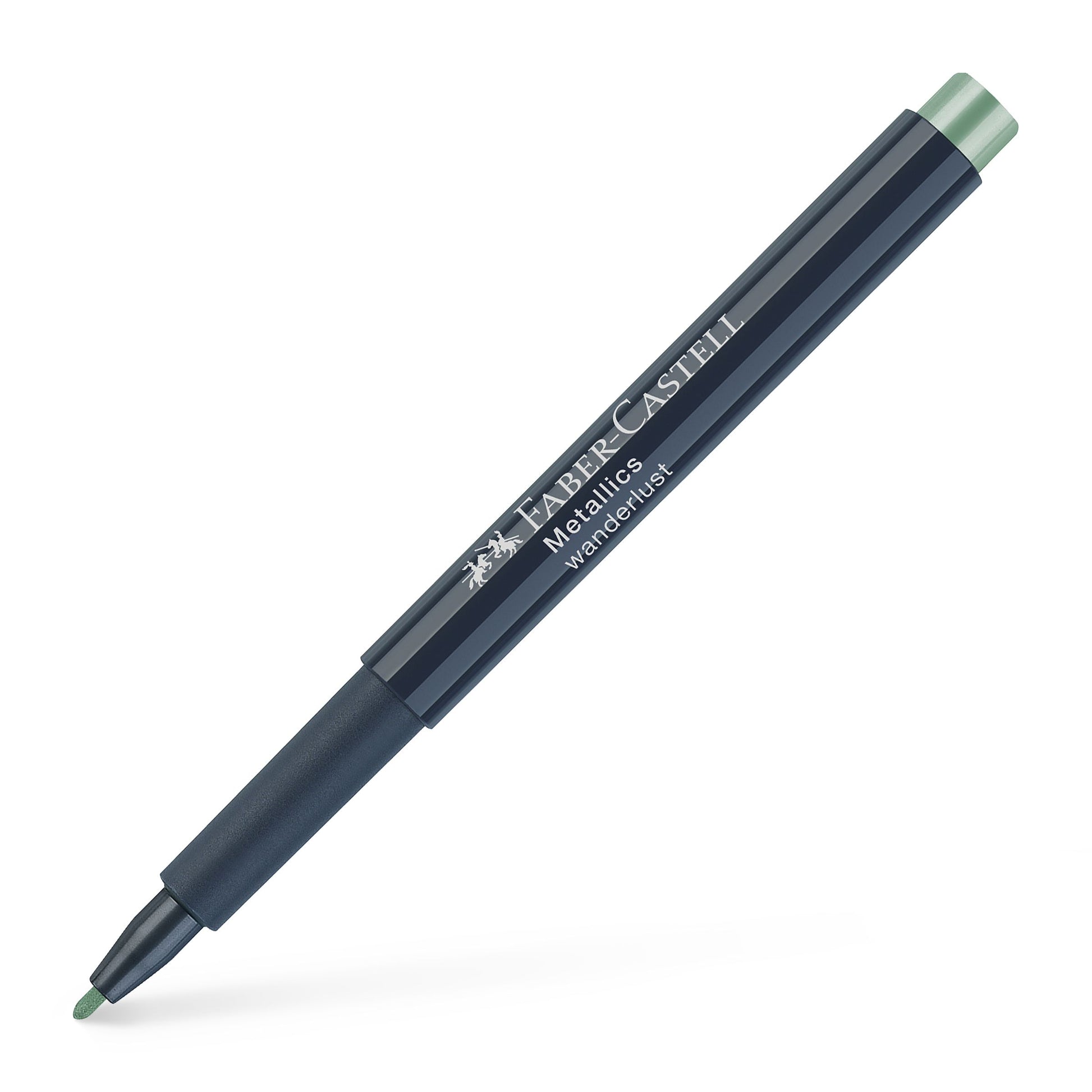 Marker metalizat verde Faber-Castell 1.5 mm pentru hartie neagra sticla plastic si metal
