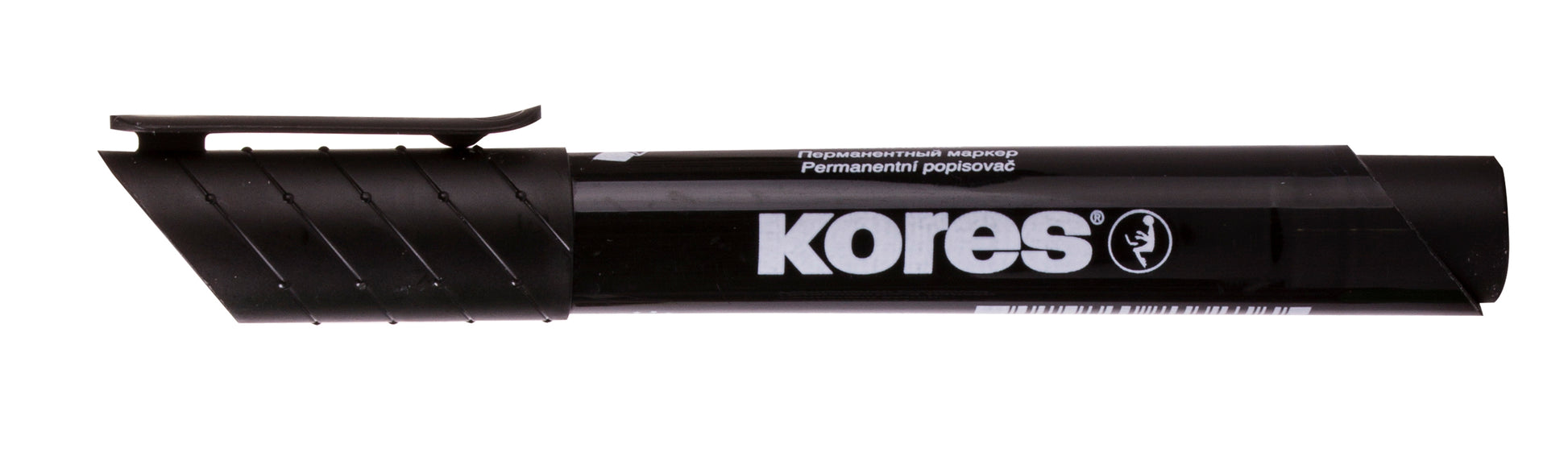Marker permanent negru Kores varf rotund 3mm uscare rapida rezistenta 10 zile fara capac