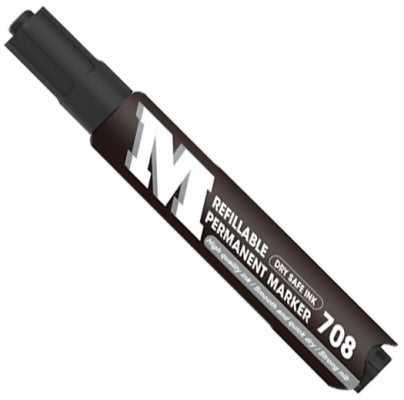 Marker permanent negru reincarcabil M&G 708 varf rotund 3mm cerneala pe baza de ulei rezistenta la apa pentru orice suprafata