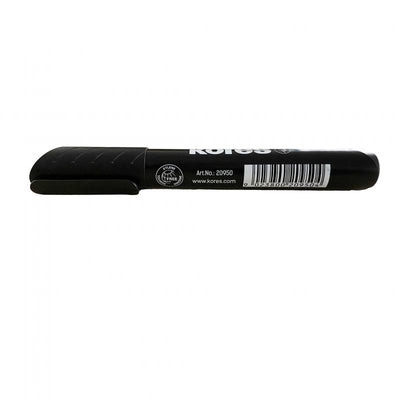 Marker permanent negru Kores varf tesit uscare rapida scriere pe orice suprafata rezistenta 10 zile fara capac