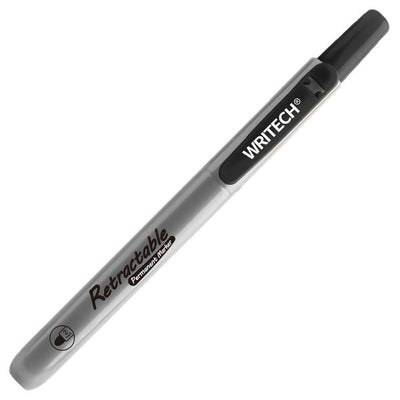 Marker permanent negru retractabil Writech varf rotund 2mm sistem clicker fara capac reincarcabil rezistent la apa