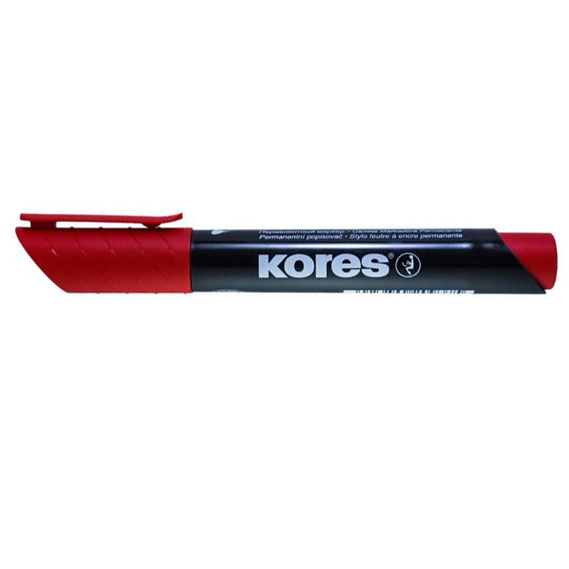 Marker permanent rosu Kores varf tesit uscare rapida scriere pe orice suprafata rezistenta 10 zile fara capac