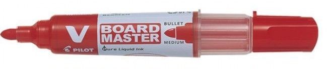 Marker pentru tabla magnetica Pilot V-Board Master rosu reincarcabil varf rotund 2mm cerneala lichida plastic reciclat