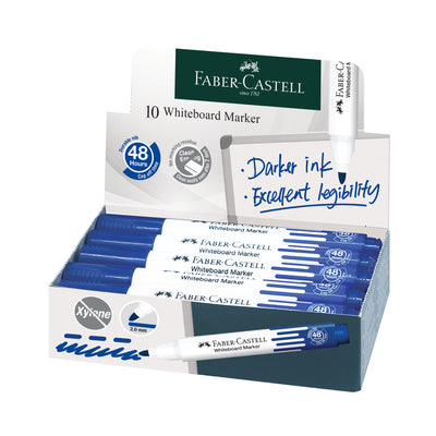 Marker whiteboard albastru Faber-Castell W20 varf 2.25mm stergere uscata fara reziduuri