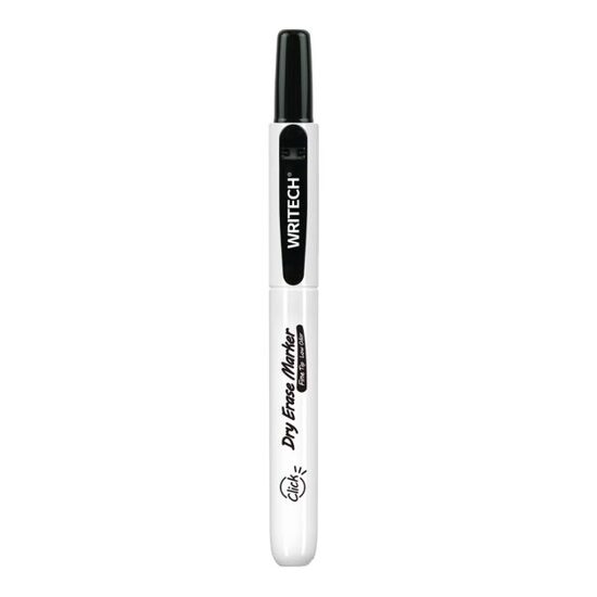 Marker negru pentru tabla alba retractabil Writech varf rotund 2mm sistem clicker reincarcabil stergere usoara