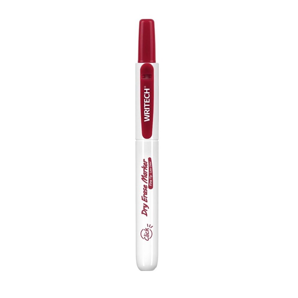Marker rosu pentru tabla alba retractabil Writech varf rotund 2mm sistem clicker reincarcabil stergere usoara