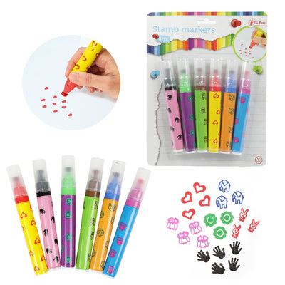 Markere cu stampile, 6 buc/set - Toi-Toys