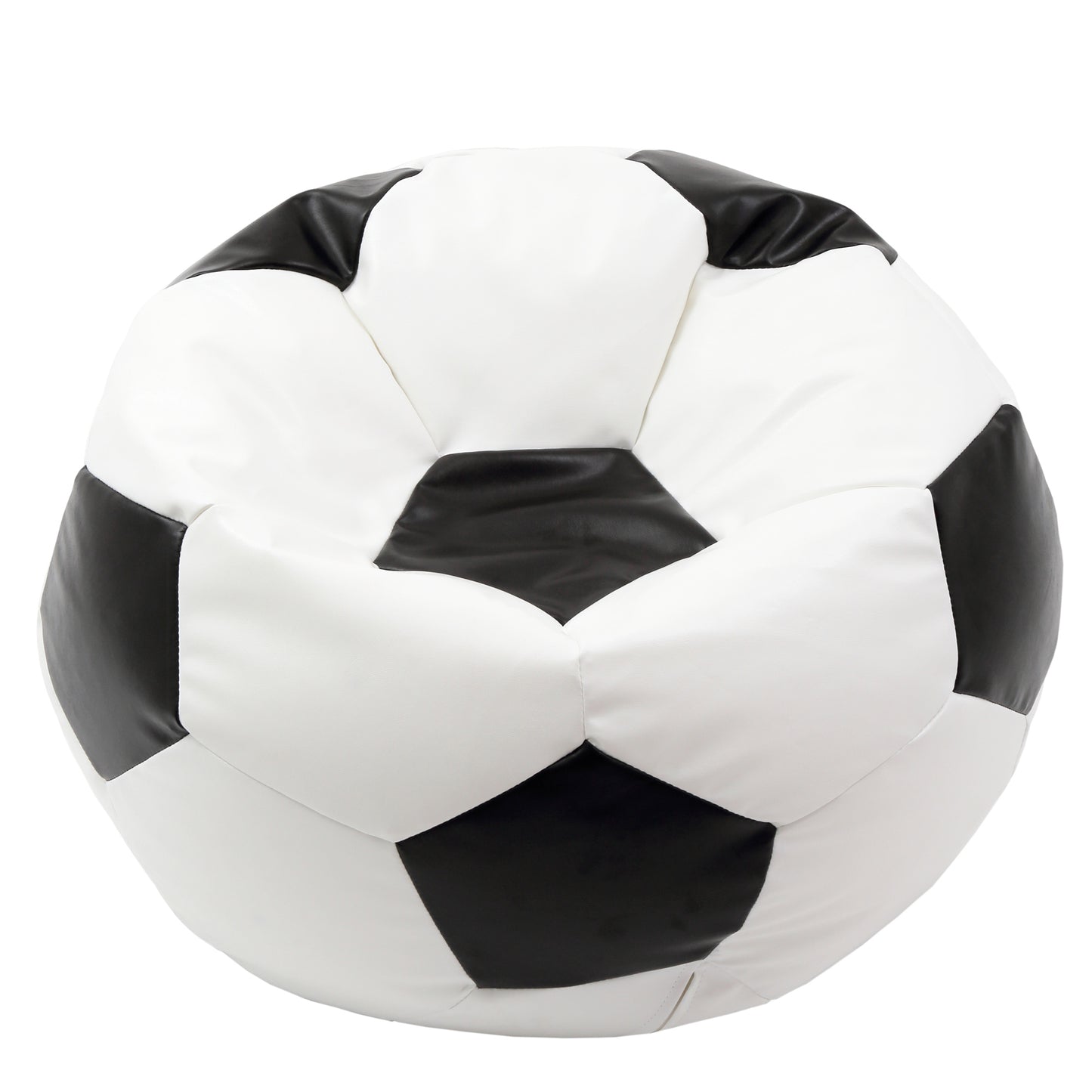 Fotoliu puf Mega Ball - imitatie piele - alb/negru