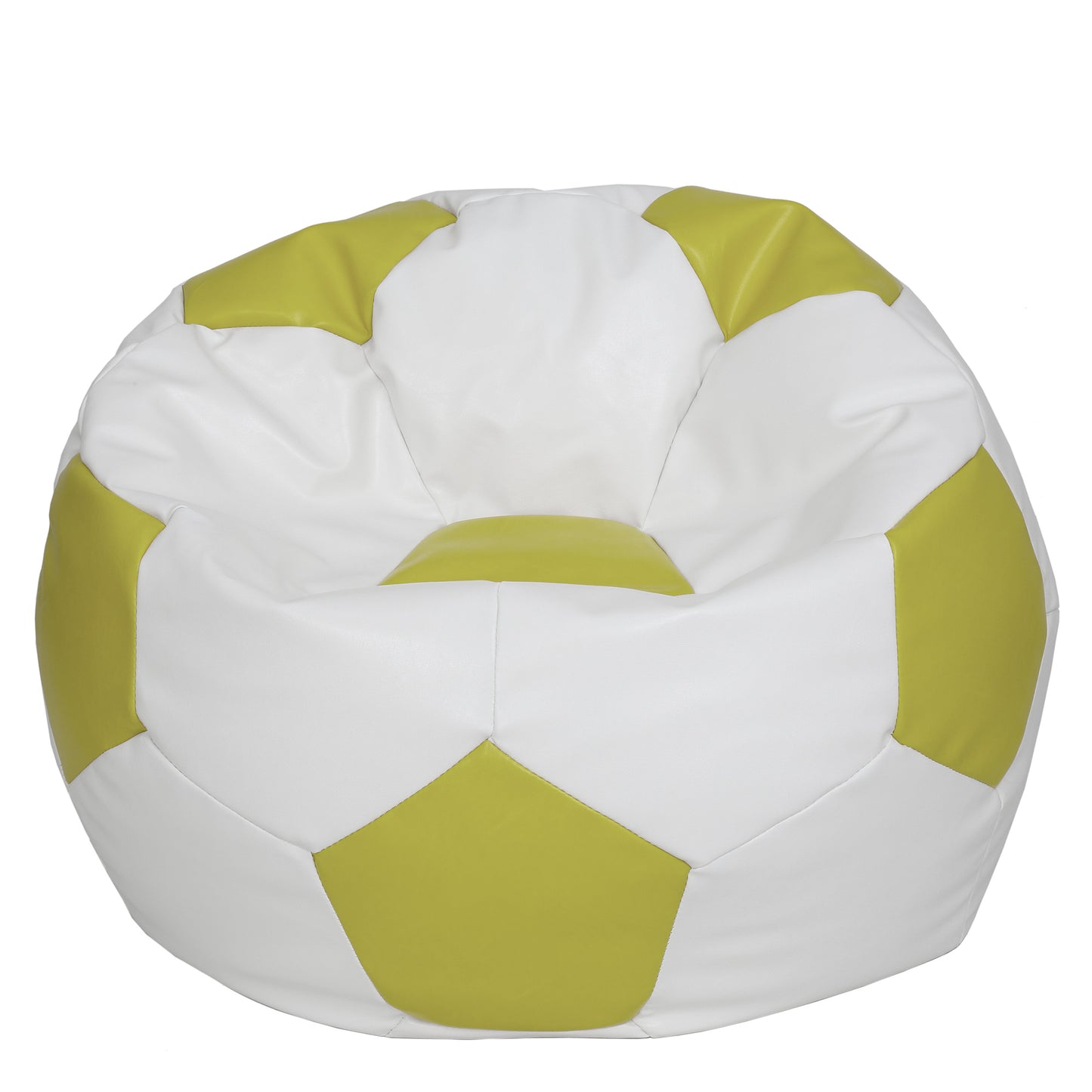 Fotoliu puf Mega Ball - imitatie piele - alb/verde