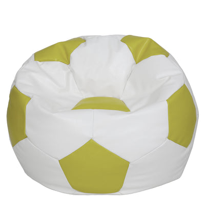 Fotoliu puf Mega Ball - imitatie piele - alb/verde