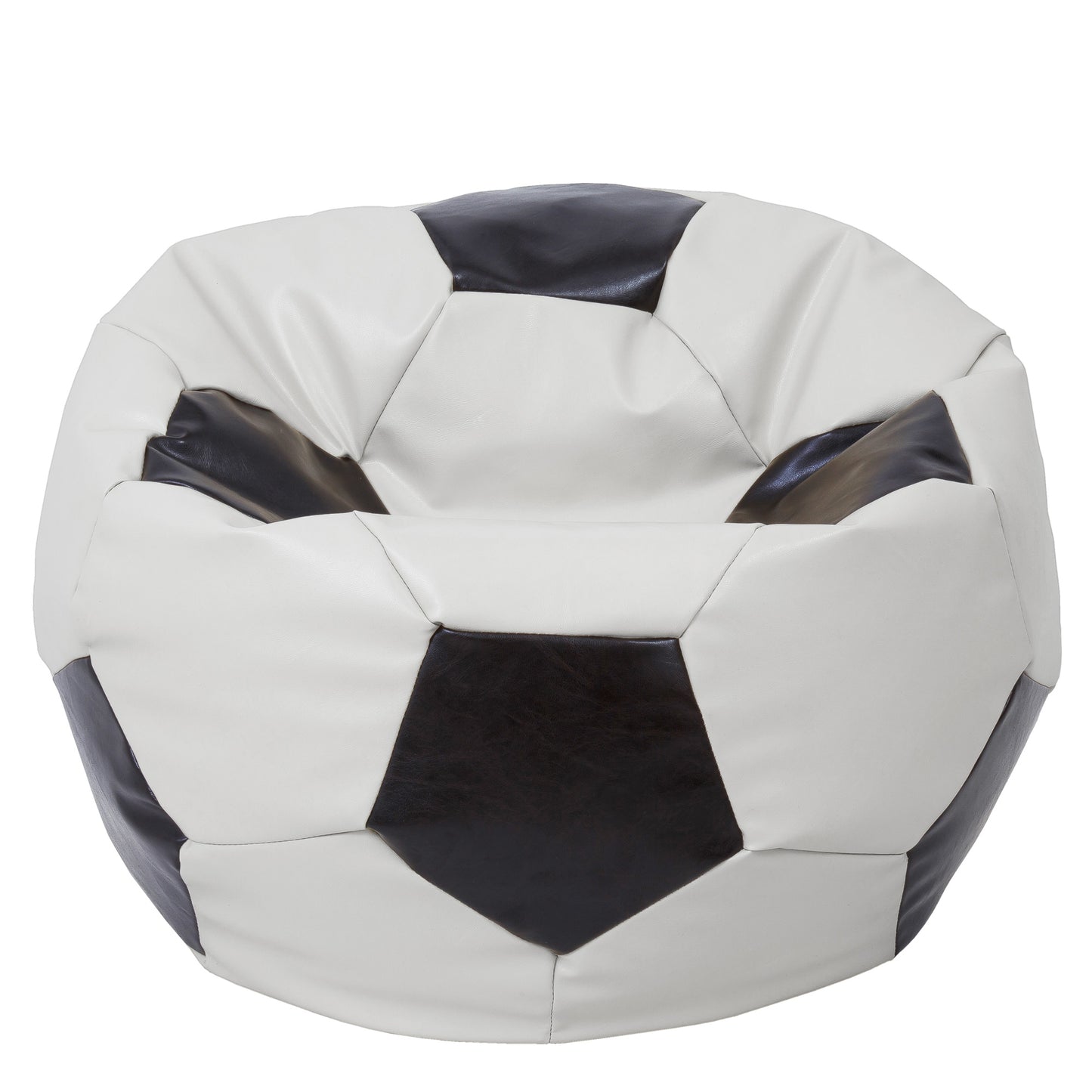 Fotoliu puf Mega Ball - imitatie piele - alb/wenge