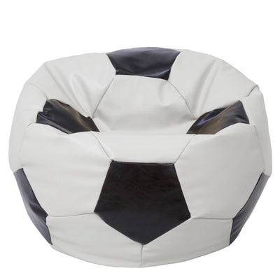 Fotoliu puf Mega Ball - imitatie piele - alb/wenge