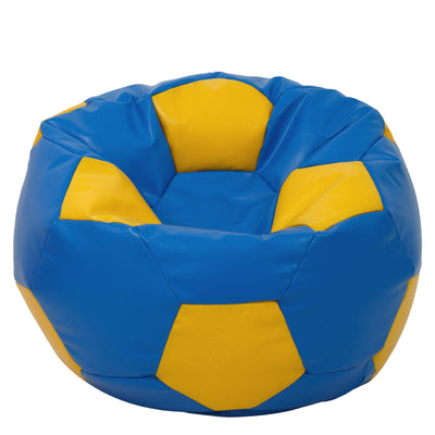 Fotoliu puf Mega Ball - imitatie piele - albastru/galben