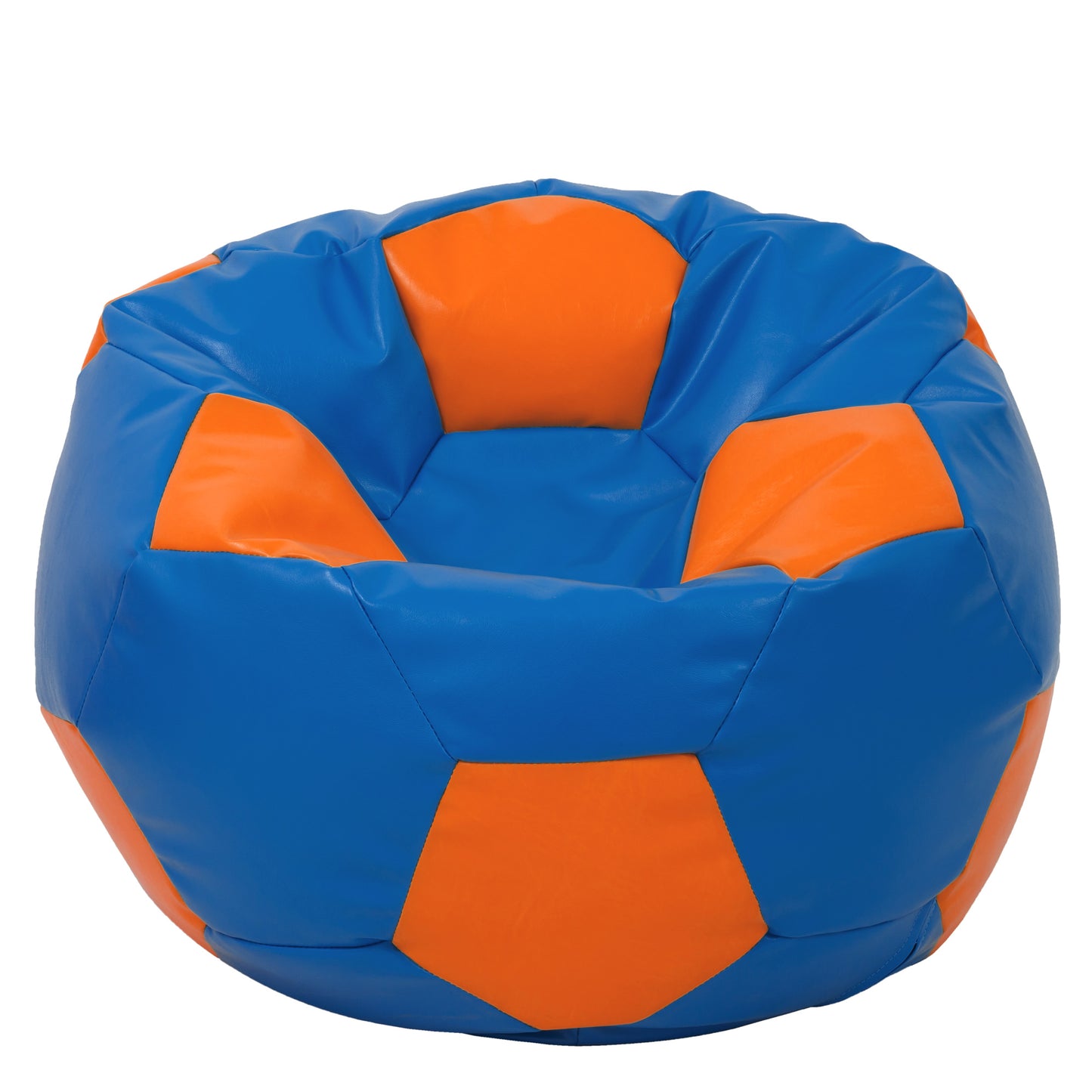 Fotoliu puf Mega Ball - imitatie piele - albastru/portocaliu