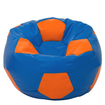 Fotoliu puf Mega Ball - imitatie piele - albastru/portocaliu