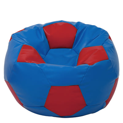 Fotoliu puf Mega Ball - imitatie piele - albastru/rosu