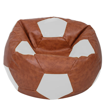 Fotoliu puf Mega Ball - imitatie piele - coniac/alb