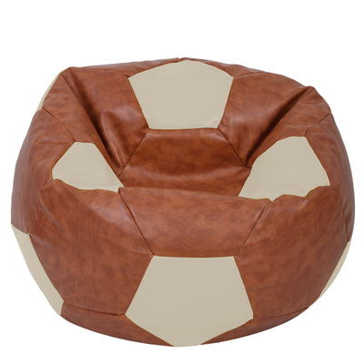 Fotoliu puf Mega Ball - imitatie piele - coniac/crem