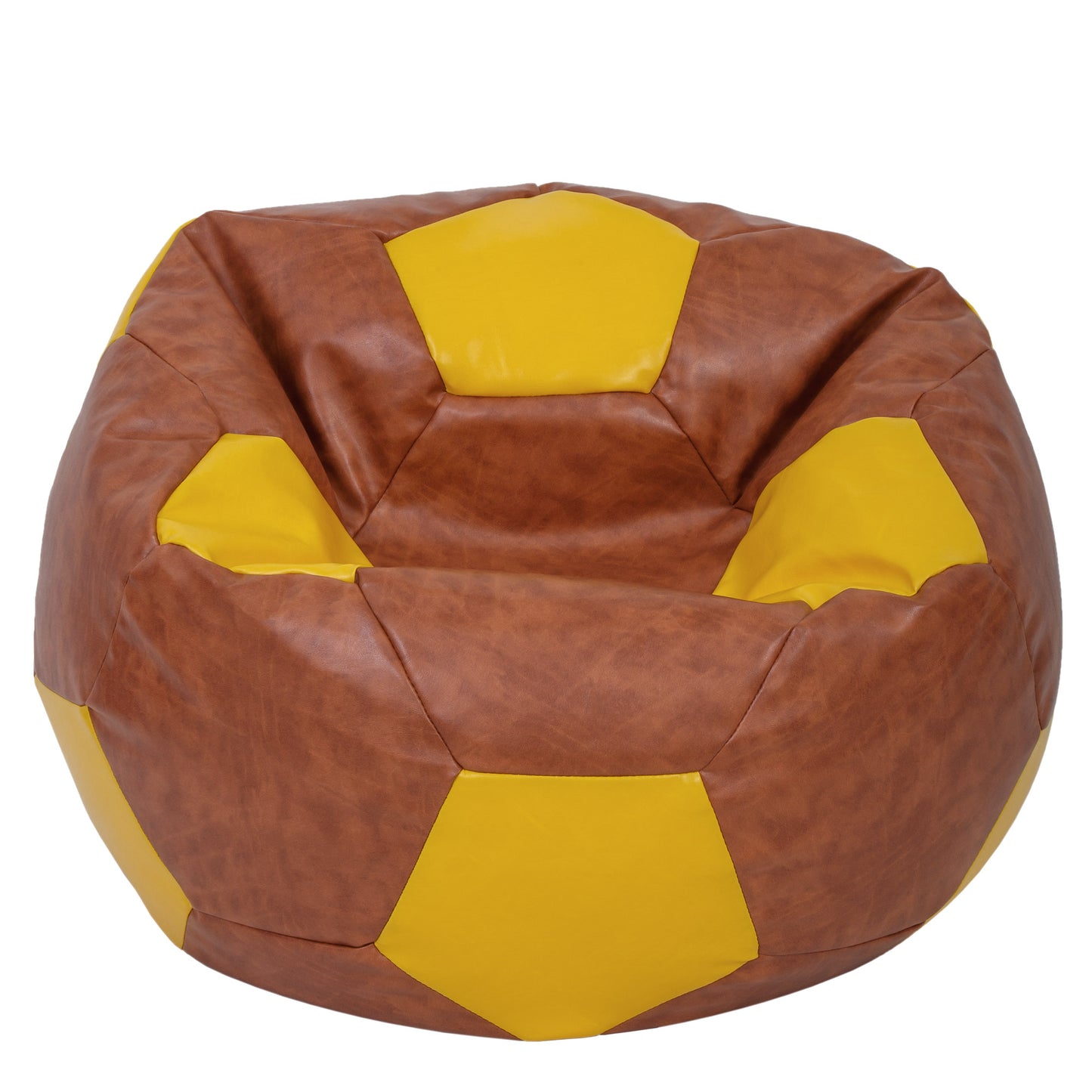 Fotoliu puf Mega Ball - imitatie piele - coniac/galben