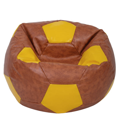 Fotoliu puf Mega Ball - imitatie piele - coniac/galben