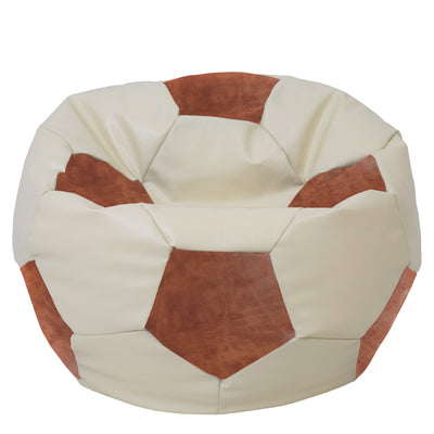 Fotoliu puf Mega Ball - imitatie piele - crem/coniac