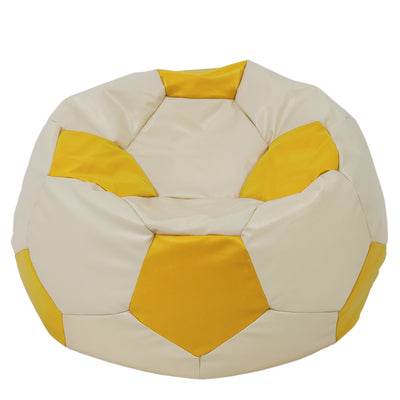 Fotoliu puf Mega Ball - imitatie piele - crem/galben