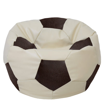 Fotoliu puf Mega Ball - imitatie piele - crem/maro