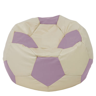 Fotoliu puf Mega Ball - imitatie piele - crem/mov