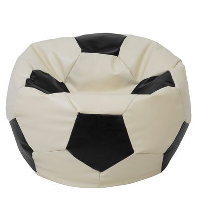 Fotoliu puf Mega Ball - imitatie piele - crem/negru