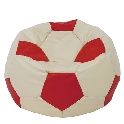 Fotoliu puf Mega Ball - imitatie piele - crem/rosu