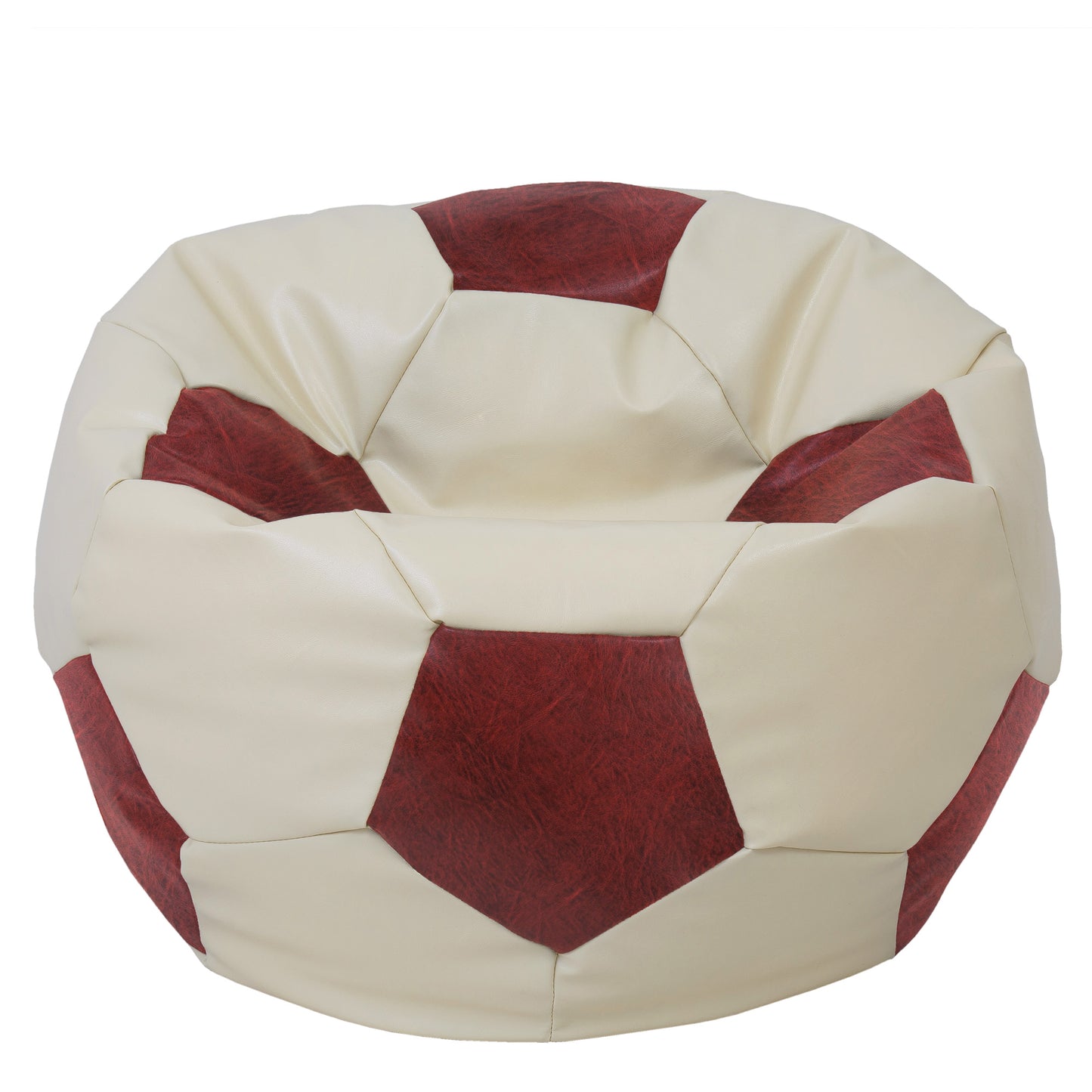 Fotoliu puf Mega Ball - imitatie piele - crem/bordo