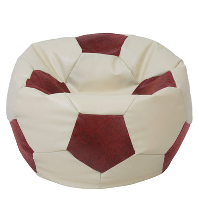 Fotoliu puf Mega Ball - imitatie piele - crem/bordo