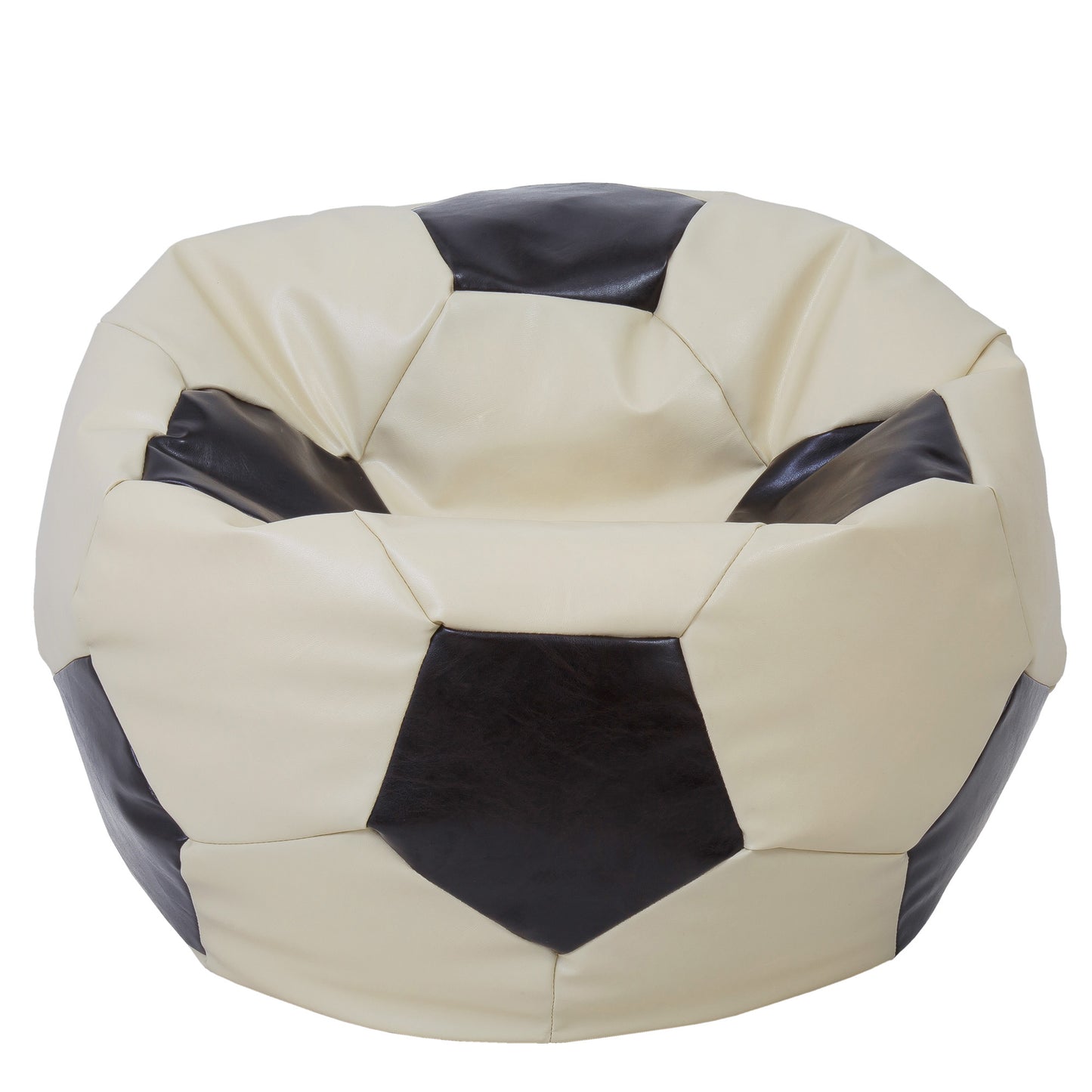 Fotoliu puf Mega Ball - imitatie piele - crem/wenge