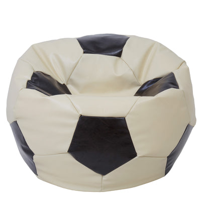 Fotoliu puf Mega Ball - imitatie piele - crem/wenge