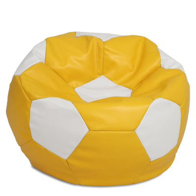 Fotoliu puf Mega Ball - imitatie piele - galben/alb