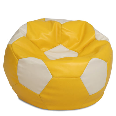 Fotoliu puf Mega Ball - imitatie piele - galben/crem