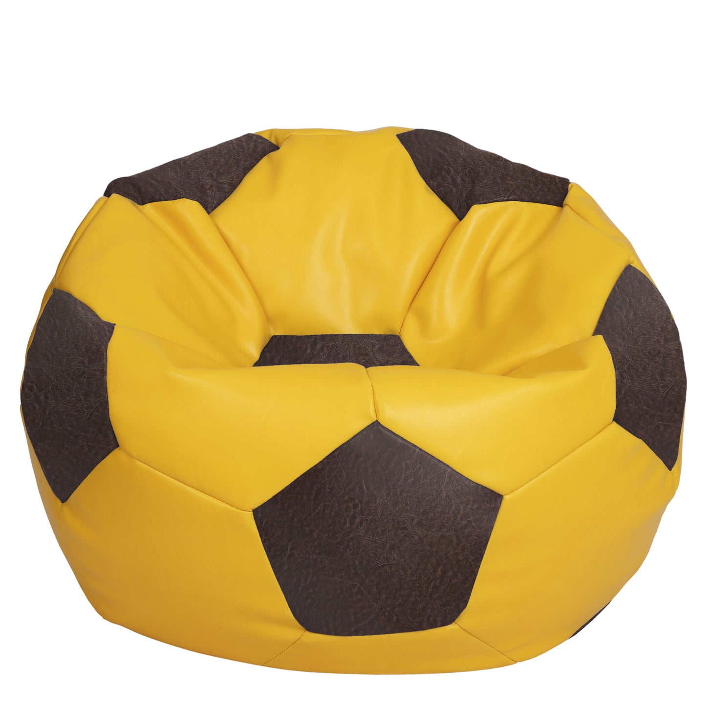 Fotoliu puf Mega Ball - imitatie piele - galben/maro