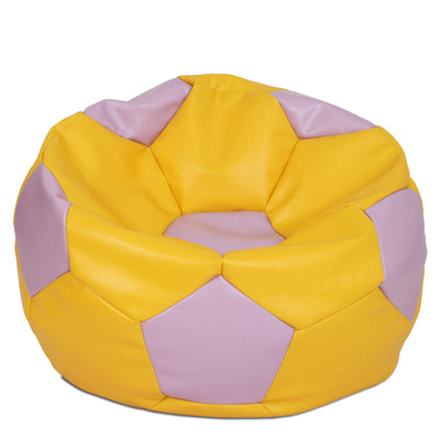 Fotoliu puf Mega Ball - imitatie piele - galben/mov