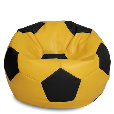 Fotoliu puf Mega Ball - imitatie piele - galben/negru