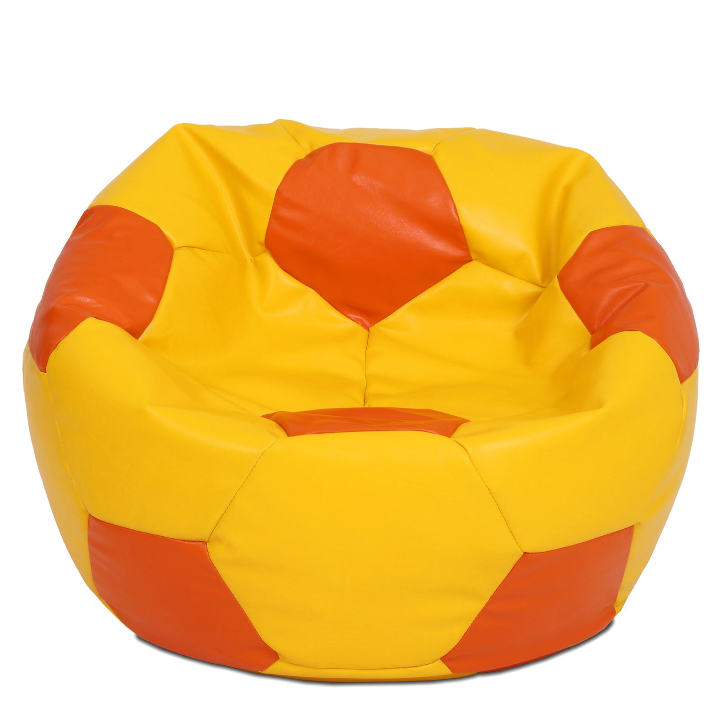 Fotoliu puf Mega Ball - imitatie piele - galben/portocaliu