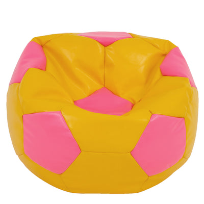Fotoliu puf Mega Ball - imitatie piele - galben/roz