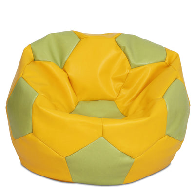 Fotoliu puf Mega Ball - imitatie piele - galben/verde