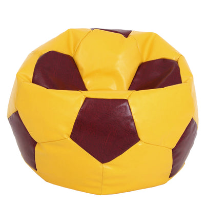 Fotoliu puf Mega Ball - imitatie piele - galben/bordo